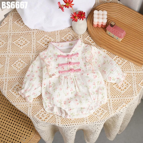 Body Tay Dài Hoa Nút Trung Hoa