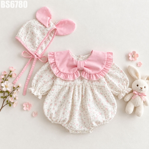 Set Body Cổ Nơ Hoa Nhí Kèm Nón