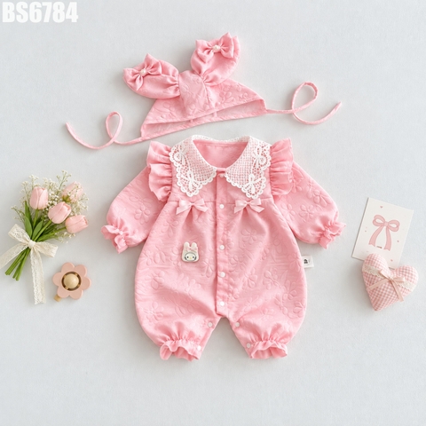 Set Body Liền Thân Cổ Ren Kèm Nón Thỏ