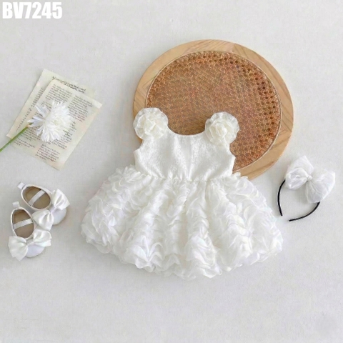 Set Body Váy Phồng Hoa Vai Kèm Cài