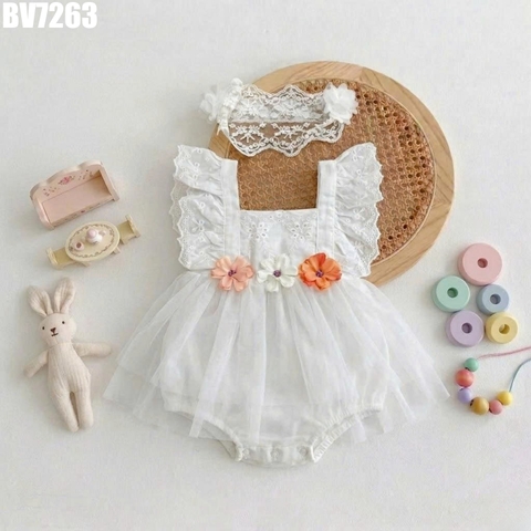 Set Body Váy Cánh Tiên Đính Hoa