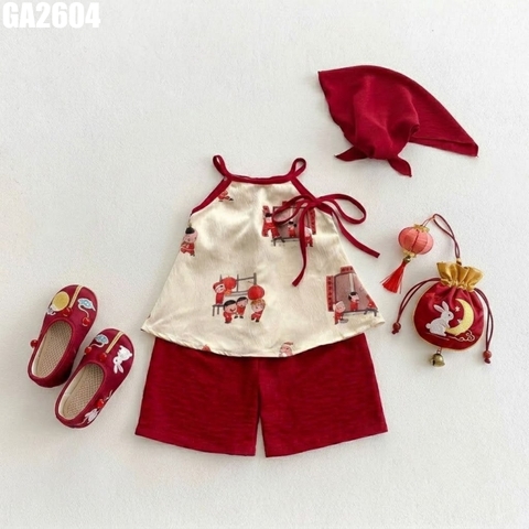 Set Áo Yếm Quần Bà Ba Kèm Khăn