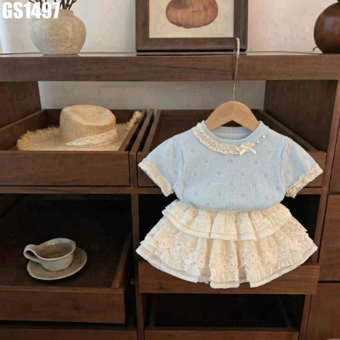 Set Áo Len Váy Ren