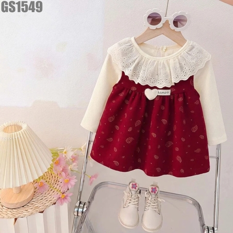 Set Áo Cổ Ren Váy Họa Tiết