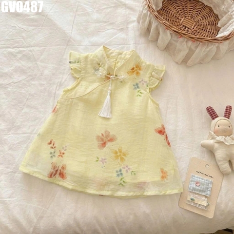 Váy Cổ Tàu Cánh Tiên Hoa Bướm