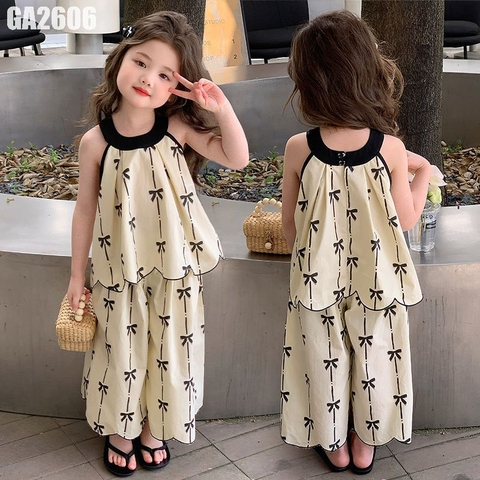 Set Áo Cổ Yếm Kèm Quần Nơ
