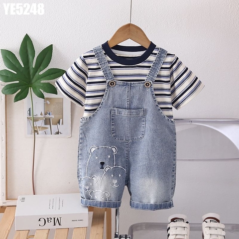 Set Áo Sọc Yếm Gấu