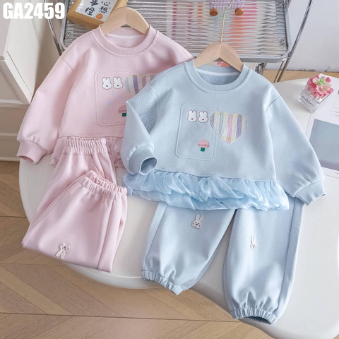 Set Áo Thỏ Tim Viền Voan Kèm Quần