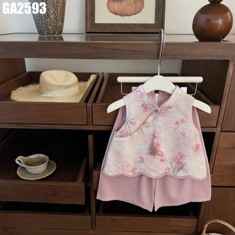 Set Áo Cổ Tàu Hoa Kèm Quần
