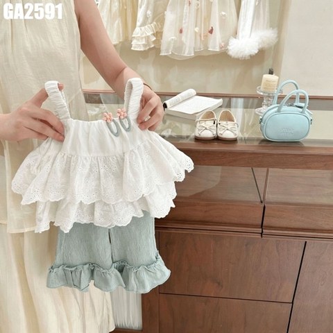 Set Áo 2 Dây Ren Quần Loe