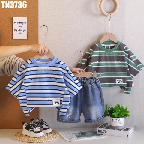 Set Áo Sọc Kèm Quần Denim