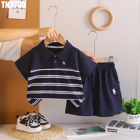 Set Áo Polo Sọc Logo Kèm Quần