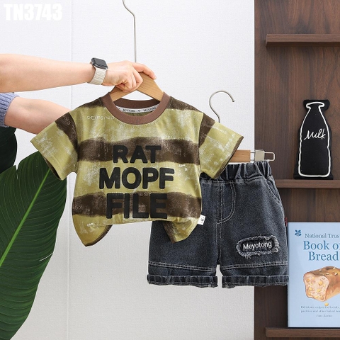 Set Áo Sọc Chữ Kèm Quần