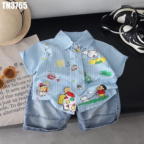 Set Áo Sơ Mi Hoạt Hình Kèm Quần