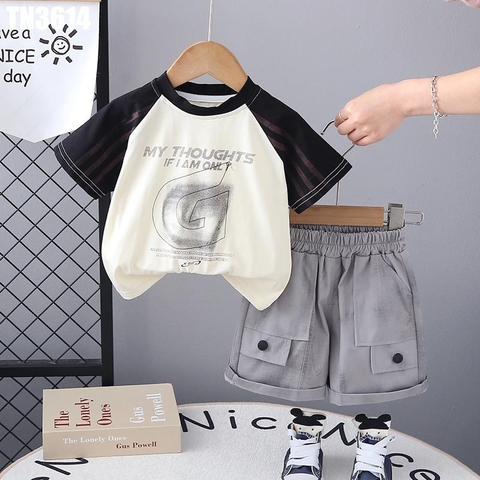 Set Áo In Chữ Tay Sọc Kèm Quần