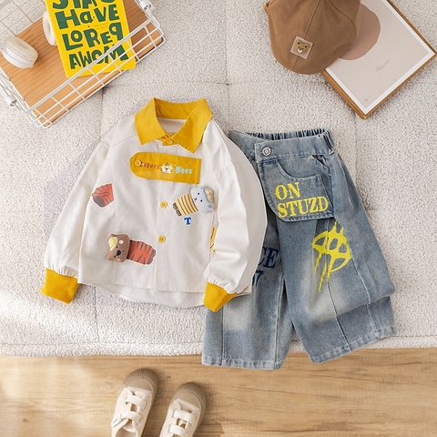 Set Áo Sơ Mi Gấu Quần Denim