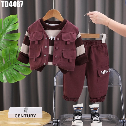 Set 3 Món Áo Sọc Gile & Quần Túi Hộp