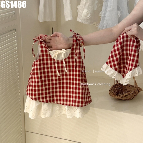 Set Váy Caro Kèm Khăn Đầu