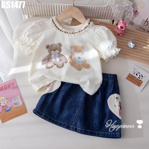 Set Áo Gấu Váy Denim