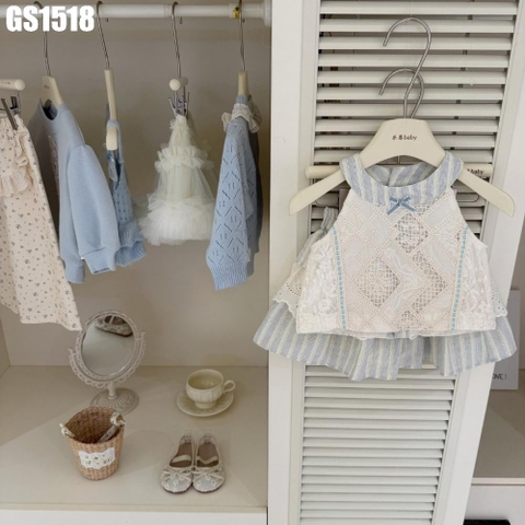 Set Áo Cổ Yếm Ren Váy Tầng