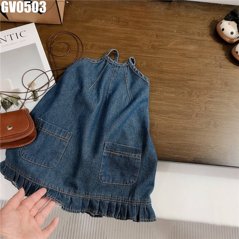 Váy Dây Yếm 2 Túi Denim