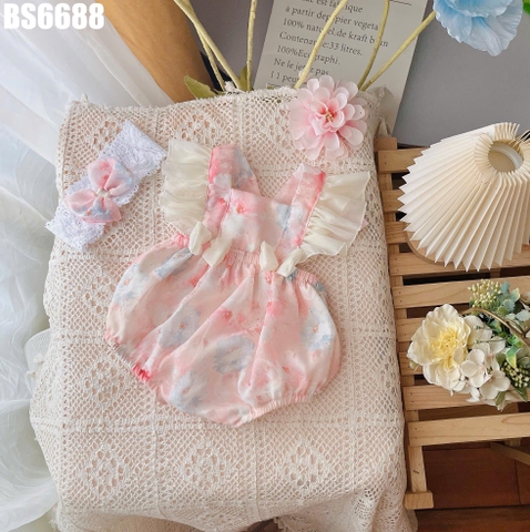 Set Body Tay Phối Voan Họa Tiết Hoa