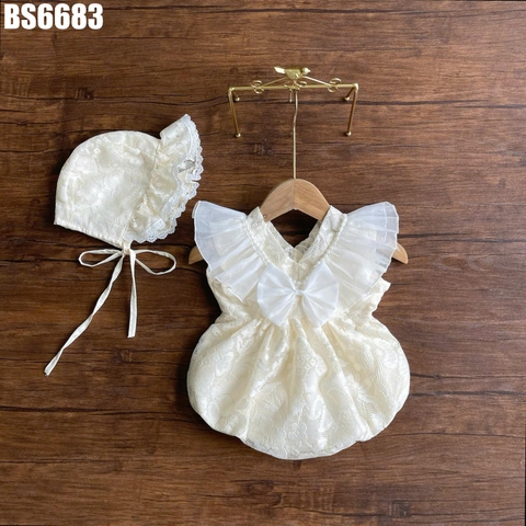 Set Body Ren Nơ Lưới Kèm Mũ Cột Dây