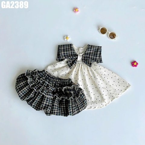 Set Áo Cổ Rời Nơ To Kèm Quần Váy