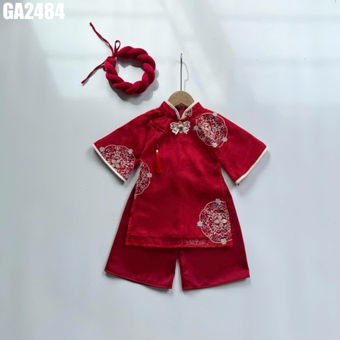 Set Áo Dài Thêu Kèm Mấn