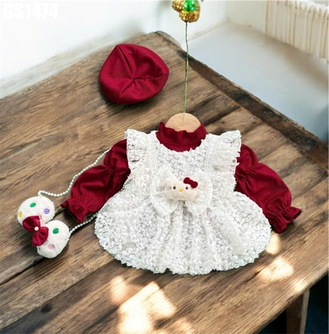 Set Áo Trơn Váy Bí Kèm Túi & Nón