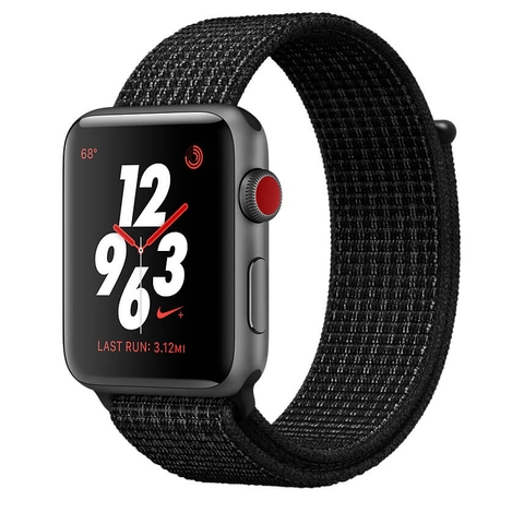 Apple Watch Series 3 GPS + Cellular 38mm Nike+ Space Gray Aluminum Case with Black-Pure Platinum Nike Sport Loop