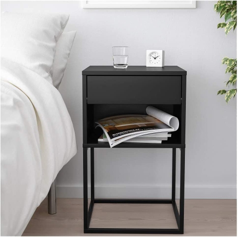 Tab Đầu Giường 1 Hộc Kéo Màu Đen Chân Sắt Sơn Màu Đen - TĐG37.2