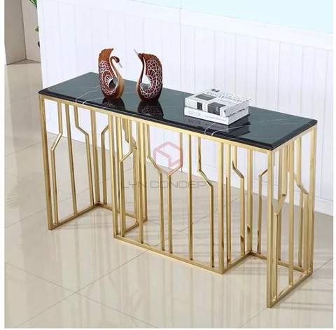 Bàn Console Mặt Đá Đen Chân Inox Mạ Pvd Màu Vàng Cao Cấp - BTT26B