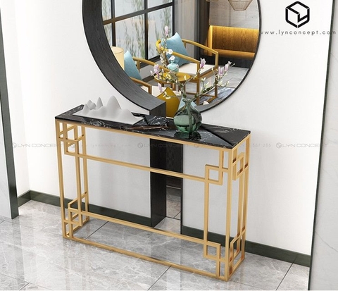 Bàn Console Paunili Đá Đen Chân Sắt Vàng - BTT109.2