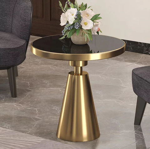 Bàn Góc Sofa Mặt Kính Chân Inox Màu Vàng - Sản Phẩm Cao Cấp