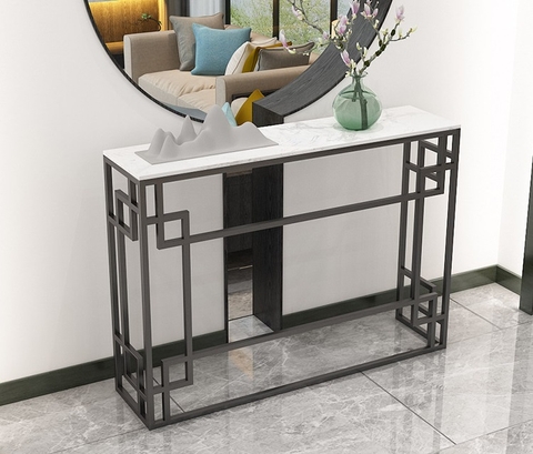 Bàn Console Paunili Đá Trắng Chân Sắt Đen - BTT109.3