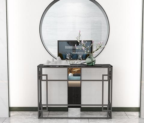 Bàn Console Paunili Đá Đen Chân Sắt Đen - BTT109.4