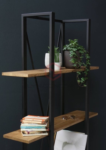 KỆ TRANG TRÍ KHUNG SẮT MẶT GỖ 4 TẦNG - KTT10