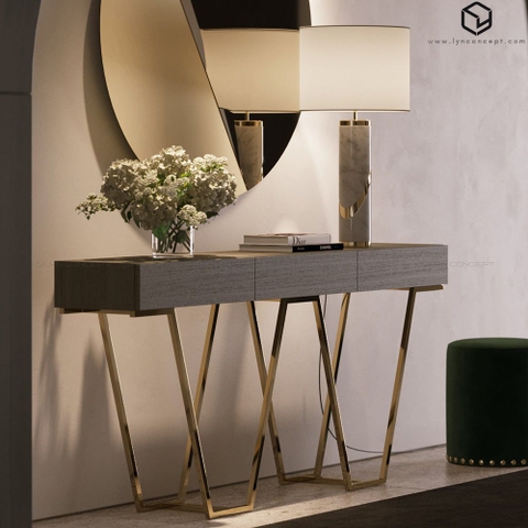 Bàn Console Gỗ Chân Inox Mạ Màu Vàng Hồng Cao Cấp - BTT102