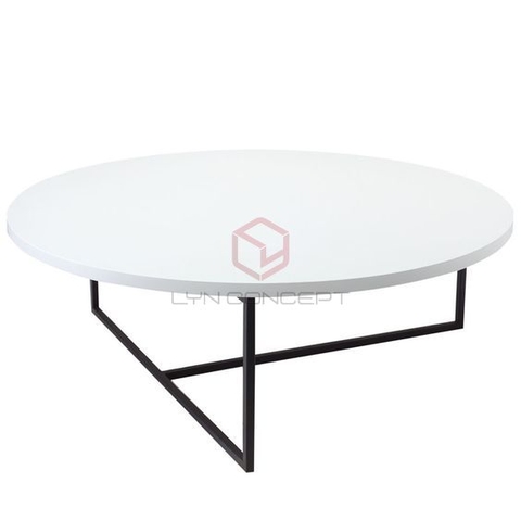 Bàn Trà Tròn Mặt Đá Chân Sắt Sơn Đen - BT48