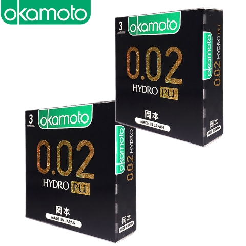 Combo 2 hộp Bao Cao su Okamoto 0.02 PU Siêu mỏng Truyền Nhiệt Nhanh Hộp 3 Cái