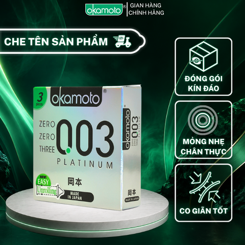 Bao Cao Su Okamoto 0.03 Platinum Trong Suốt Mềm Mại Hộp 3 Cái
