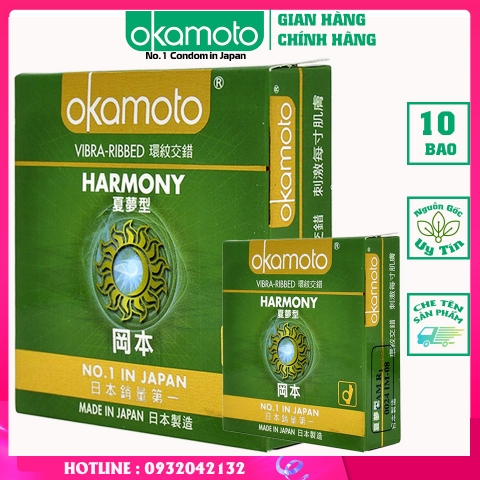 [ Combo Mua 1 Tặng 1 ] Bao Cao Su Okamoto Harmony Vân Sọc Hộp 3 Cái