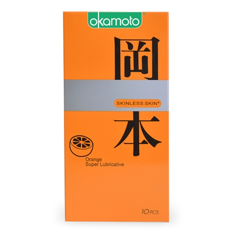 Bao Cao Su Okamoto Skinless Skin Orange Lubricated Hương Cam Hộp 10 Cái