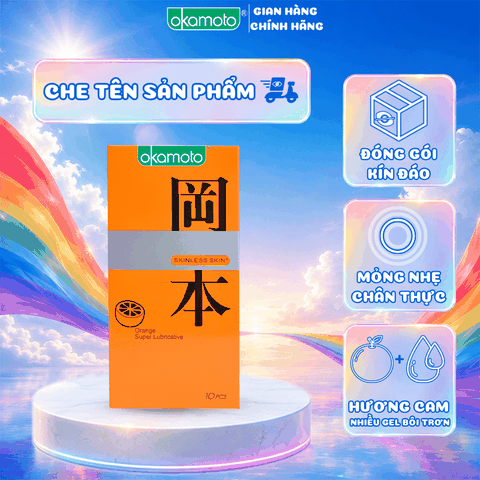 Bao Cao Su Okamoto Skinless Skin Orange Lubricative Hương Cam Hộp 10 Cái