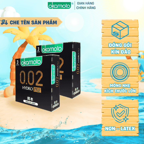 Combo 2 hộp Bao Cao su Okamoto 0.02 PU Siêu mỏng Truyền Nhiệt Nhanh Hộp 3 Cái