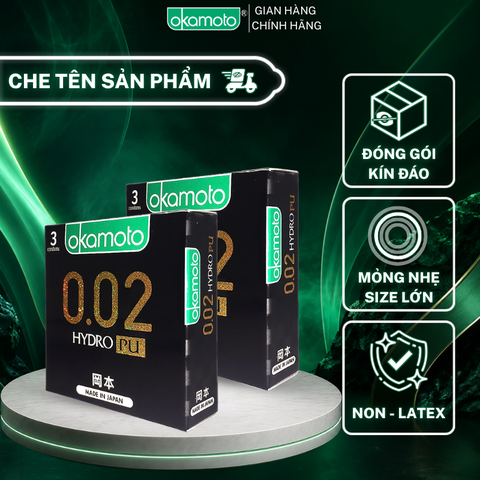 Combo 2 hộp Bao Cao su Okamoto 0.02 PU Siêu mỏng Truyền Nhiệt Nhanh Hộp 3 Cái