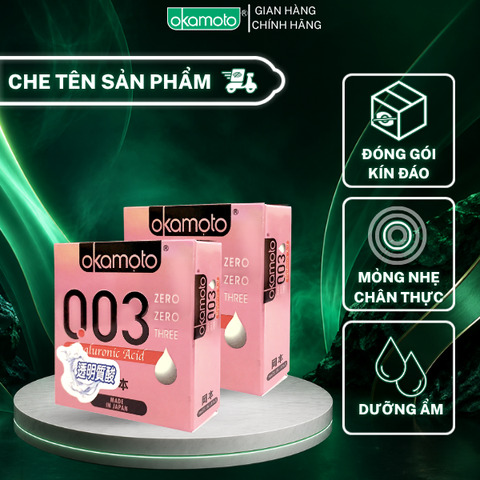 Combo 2 Hộp Bao Cao Su Okamoto 0.03 Hyaluronic Acid Siêu Mỏng Dưỡng Ẩm Và Bôi Trơn Hộp 3 Cái