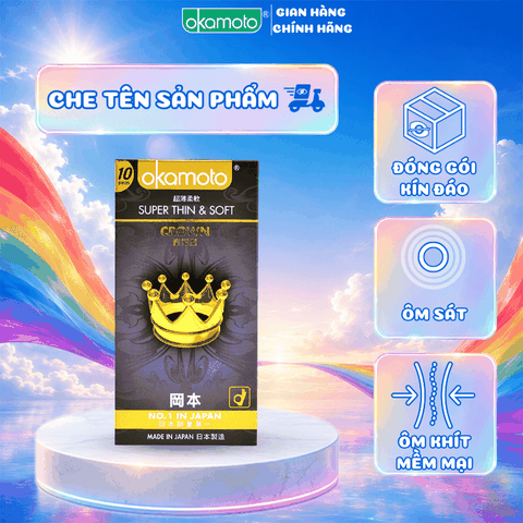 Bao Cao Su Okamoto Crown Kích Cỡ Nhỏ Siêu Mỏng Và Mềm Mại Hộp 10 Cái