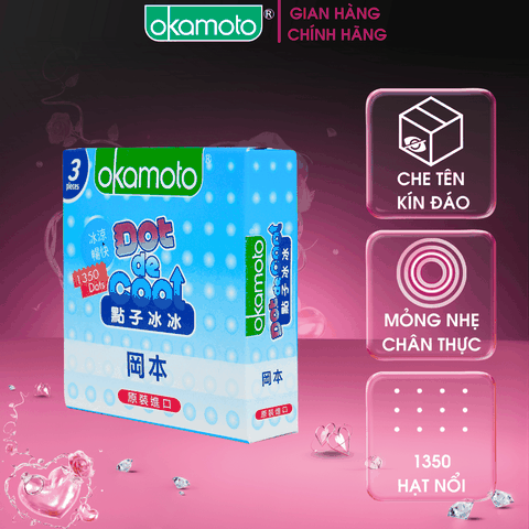 Bao Cao Su Okamoto Dot De Cool Gai Lạnh Kéo Dài Thời Gian Hộp 3 Cái